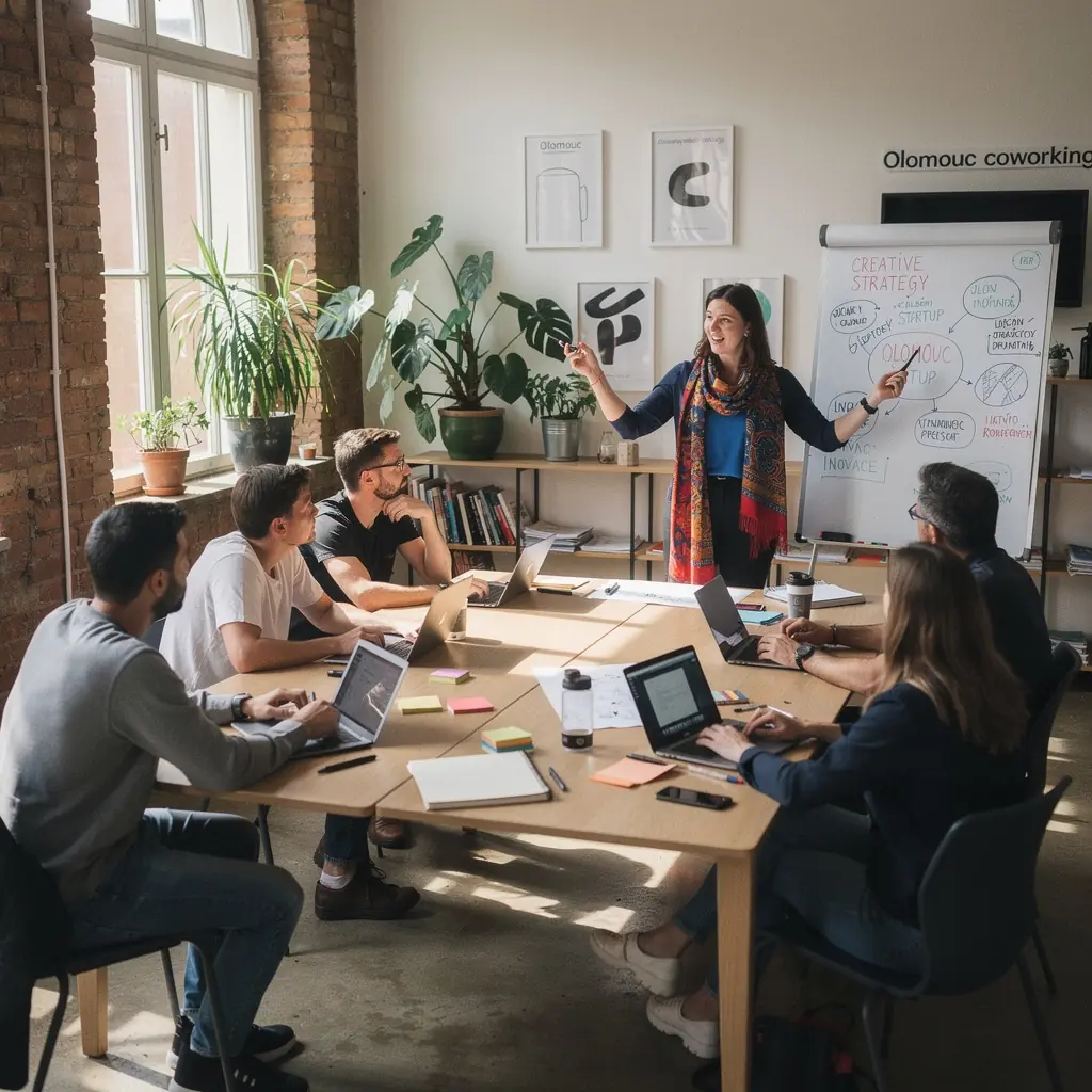 Kamera zachycuje detailnГ­ zГЎbД›r na kreativnГ­ brainstorming.