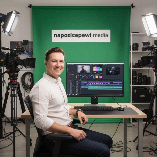 Tým profesionálních videoproducentů při práci na firemním videu.